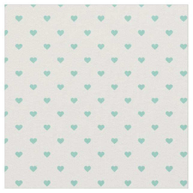 Aqua Polka Dot Hearts Fabric (Close Up)