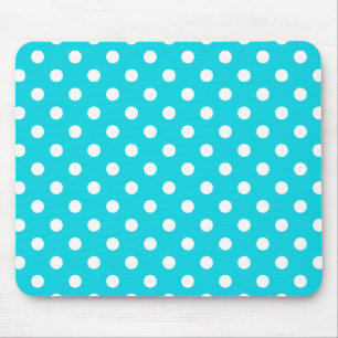 Aqua Polka Dot Pattern Mouse Mat