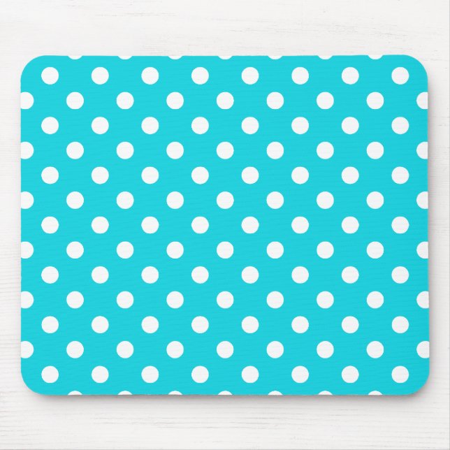 Aqua Polka Dot Pattern Mouse Mat (Front)