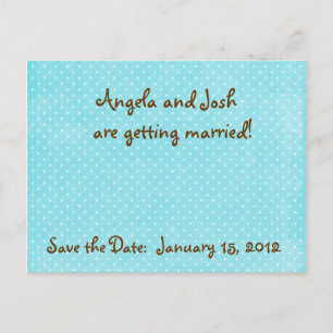 Aqua Polka Dot Save the Date postcards