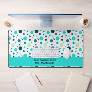 Aqua Polka dot teacher appreciation gift Desk Mat