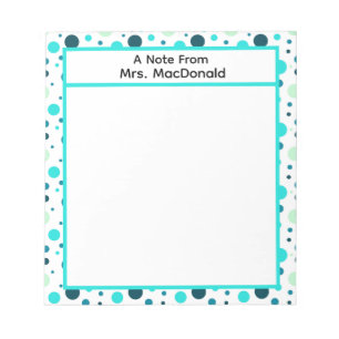 Aqua Polka dot teacher appreciation gift Notepad