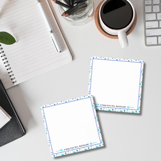 Aqua Polka dot teacher appreciation gift Post-it Notes (Creator Uploaded)