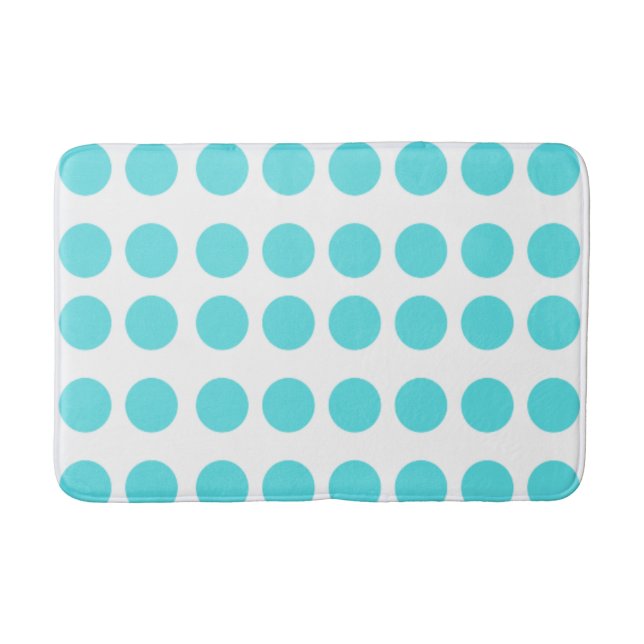 Aqua Polka Dots Bath Mat (Front)