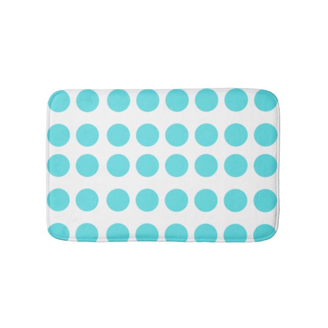 Aqua Polka Dots Bath Mat (Front)