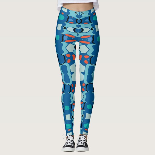Aqua Pop Retro Leggings (Front)