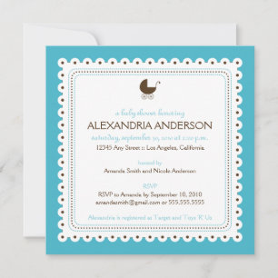 (Aqua) Precious Custom Baby Shower Invitation
