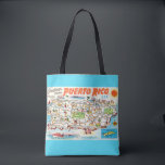 Aqua Puerto Rico Map Shoulder Tote Bag<br><div class="desc">A vintage, very colourful postcard map of Puerto Rico repurposed all over a wonderful shoulder tote.</div>