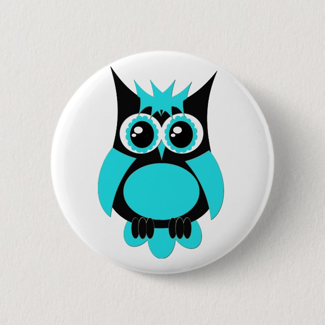 Aqua Punk Owl Button (Front)