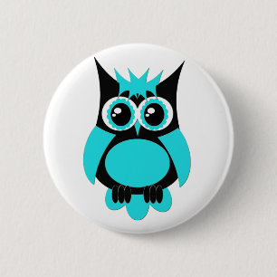 Aqua Punk Owl Button