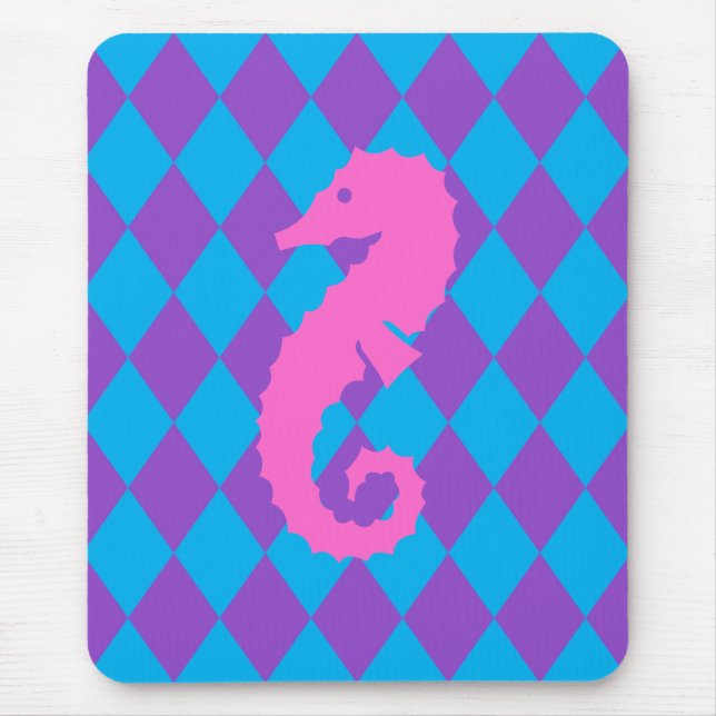 Aqua & Purple Diamonds Mouse Mat (Front)