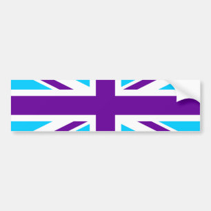 Aqua Purple Union Jack Bumper Sticker