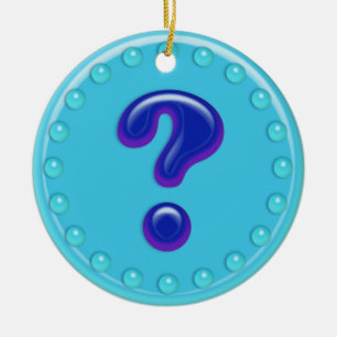 Aqua Question Mark Ceramic Tree Decoration