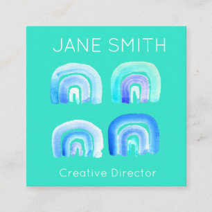 Aqua rainbow inspiration modern creative industry square business card
