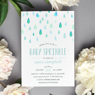 Aqua Raindrops   Baby Sprinkle Invitation