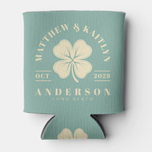 Aqua Reef Irish Lucky Clover Wedding Crest Can Cooler