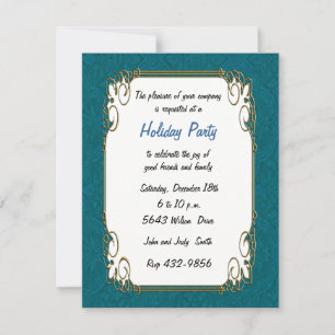 Aqua Retro Holiday Invitation
