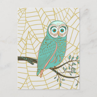 Aqua Retro Owl Design Postcard