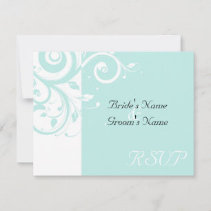 Aqua Reverse Swirl Wedding Matching RSVP Card