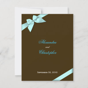 Aqua Ribbon Wedding Announcement
