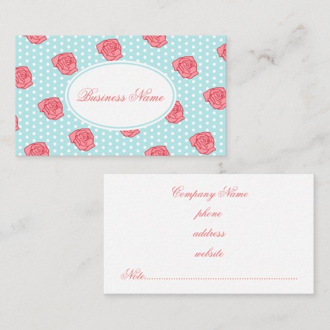 Aqua Rose Business Card (Front/Back)