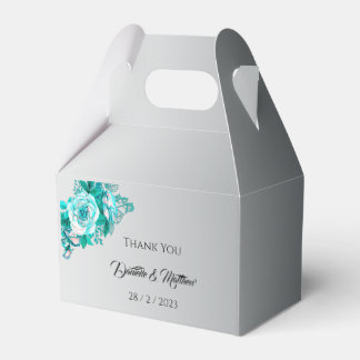 Aqua Rose Elegant Silver Wedding  Favour Box