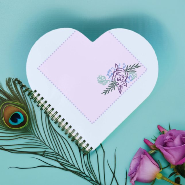Aqua Rose Heart Notebook (Aqua Rose Heart Notebook Front)