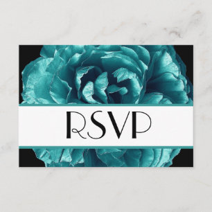Aqua Rose RSVP Wedding Response Card Small