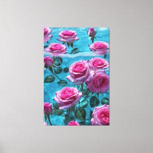 Aqua roses Stretched Canvas Print