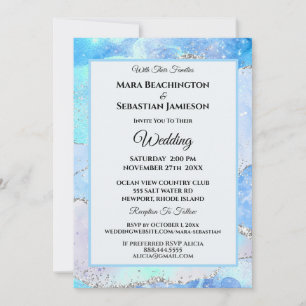 *~* AQUA RSVP Website AGATE Stars AR13 Wedding Invitation