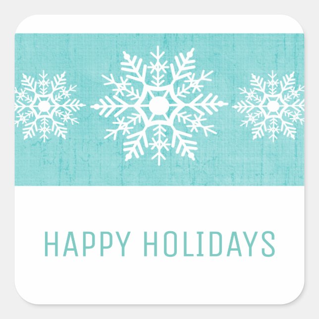 Aqua Rustic Snowflake Holiday Square Sticker (Front)