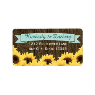 AQUA RUSTIC SUNFLOWER RETURN ADDRESS LABEL