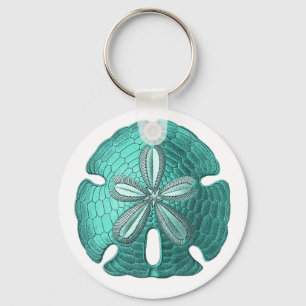 Aqua Sand Dollar Key Ring