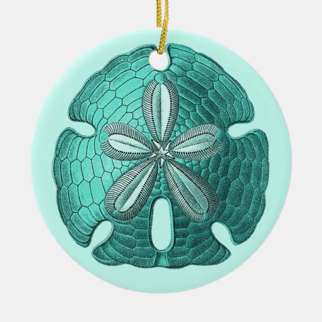 Aqua Sand Dollar Ornament (Front)