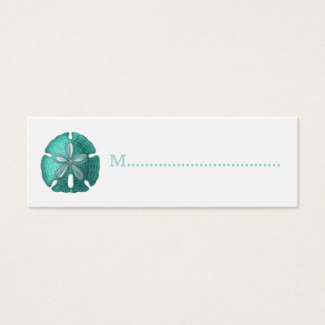 Aqua Sand Dollar Reception Table Seating Cards (Front)