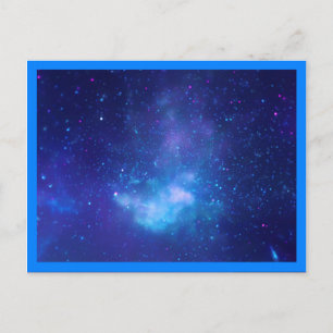 Aqua Sapphire Celestial Galaxy Blue Border Photo Postcard