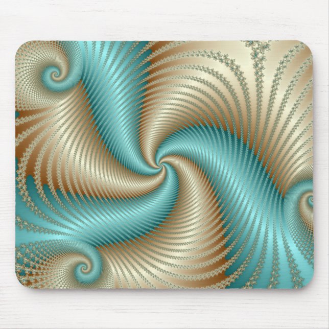 Aqua Satin - Fractal Mouse Mat (Front)