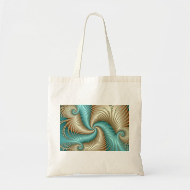 Aqua Satin - Fractal Tote Bag (Front)