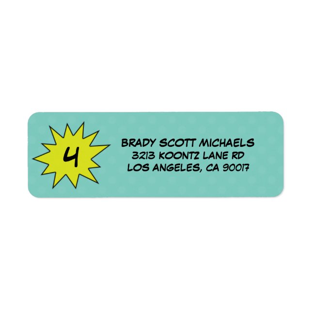 Aqua Save the Day Superhero Return Address Labels (Front)