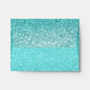 Aqua Sea Blue Glitter Sparkle Party Invitation Envelopes