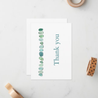 Aqua Sea Glass Flat Note Card