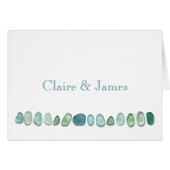 Aqua Sea Glass Personalised Card (Front Horizontal)