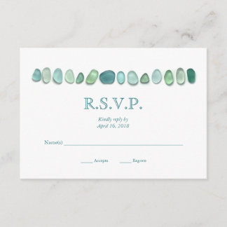 Aqua Sea Glass Wedding RSVP Card