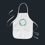 Aqua Sea Green Floral Wreath Personalized  Kids Apron<br><div class="desc">Aqua Sea Green Floral Wreath Personalized Kids' Apron</div>