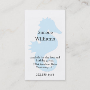 Aqua Sea Horse Children Calling Card