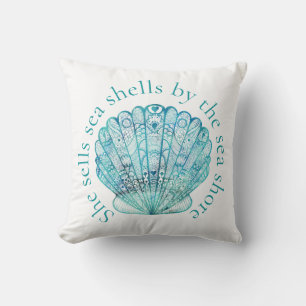 Aqua Sea Shell Cushion