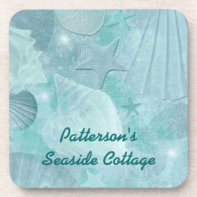 Aqua Sea Shell Custom Coasters (Front)