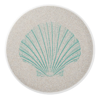 Aqua Sea Shell with Sand Texture Ceramic Knob
