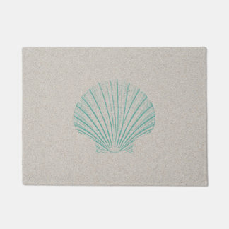 Aqua Sea Shell with Sand Texture Doormat