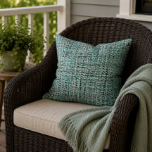 Aqua Seafoam Blue Green Grey Boucle Woven Pattern